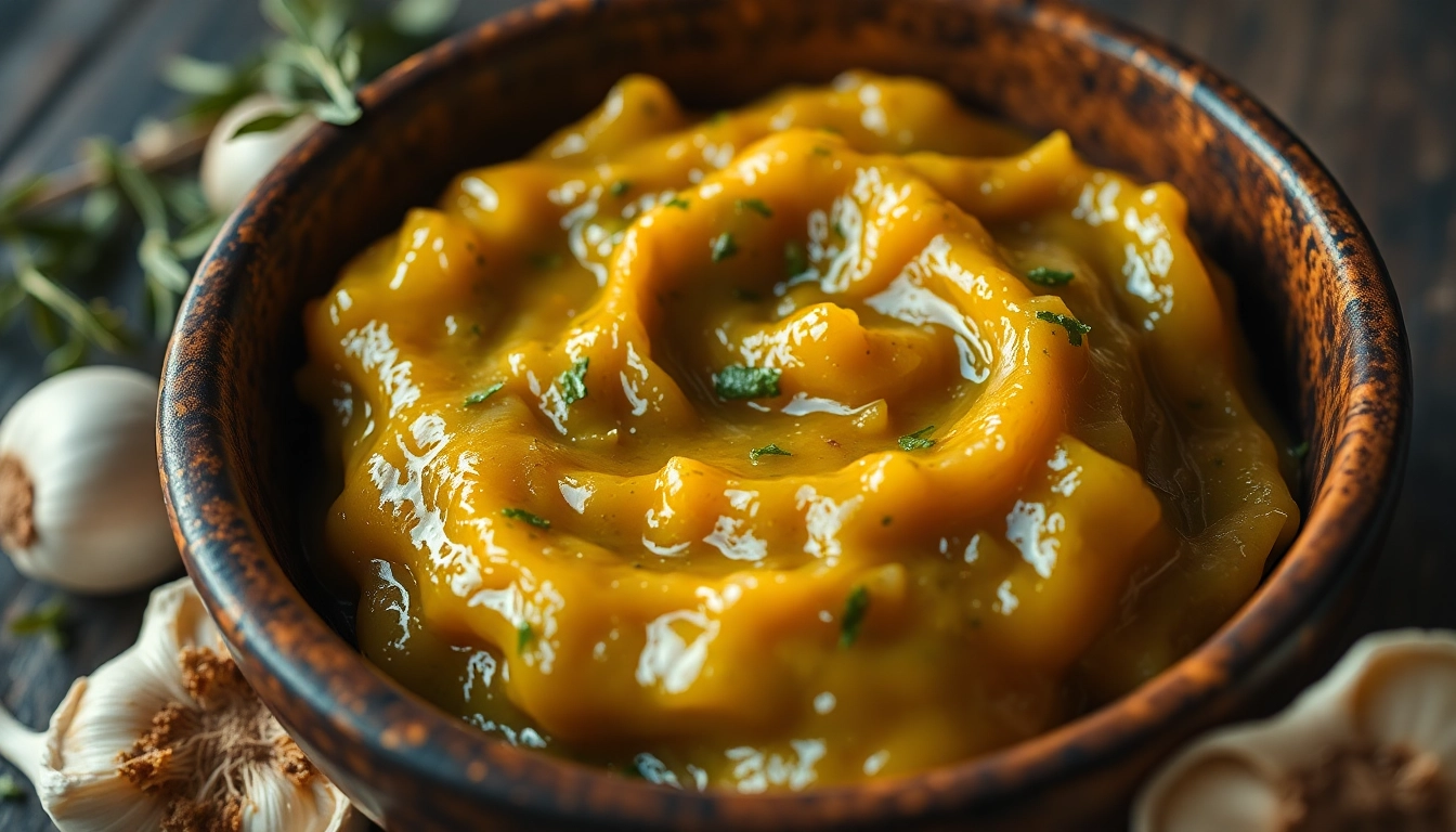 High-quality sauteed garlic paste being prepared with fresh garlic pieces for flavorful cooking